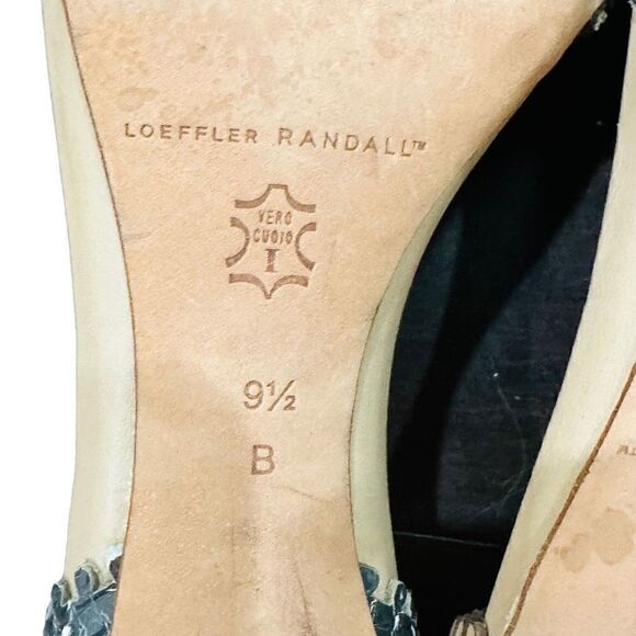 LOEFFLER RANDALL EUC Leora Leather Embossed d'Orsay Sandal High Heel Shoes Snake - Picture 5 of 6